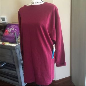 Plus Size Ribbed Tunic - Maroon Size 20